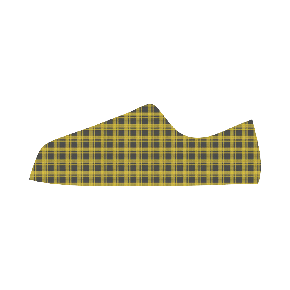checkered Fabric yellow  black by FeelGood Microfiber Leather Men's Shoes/Large Size (Model 031)