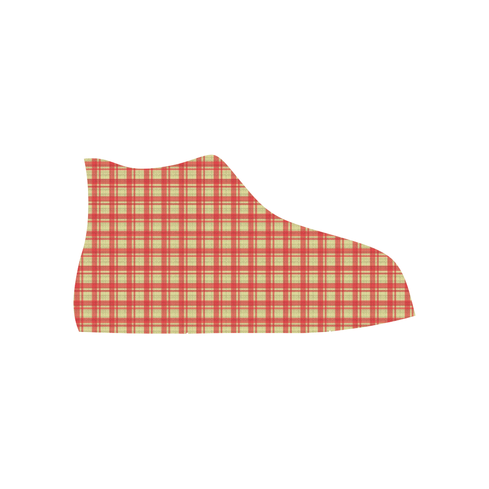checkered Fabric red by FeelGood High Top Canvas Shoes for Kid (Model 017)