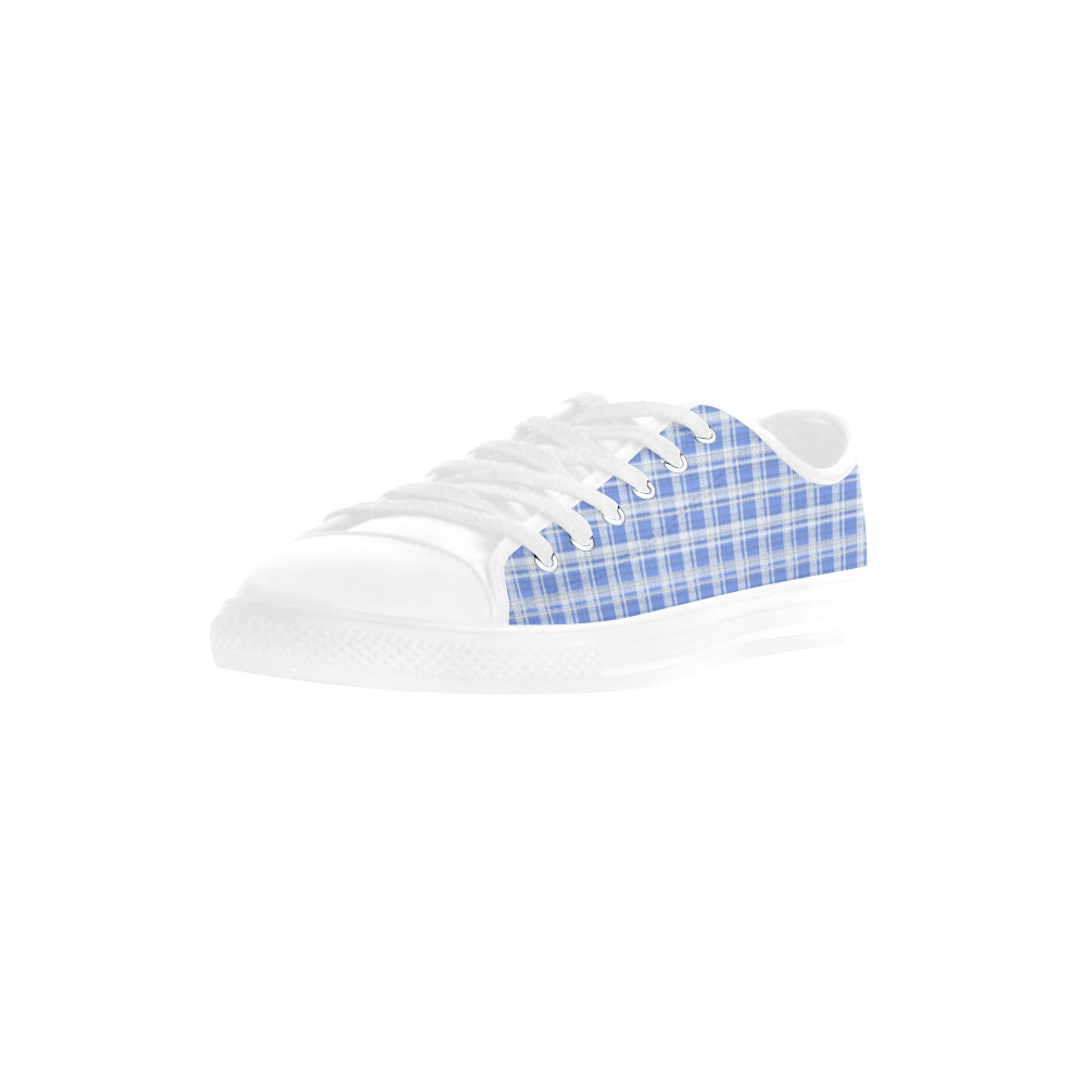checkered Fabric blue white by FeelGood Aquila Microfiber Leather Women's Shoes (Model 031)