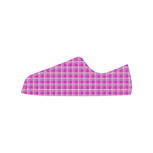 checkered Fabric pink by FeelGood Canvas Women's Shoes/Large Size (Model 018)