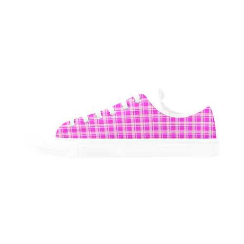 checkered Fabric pink by FeelGood Aquila Microfiber Leather Women's Shoes/Large Size (Model 031)