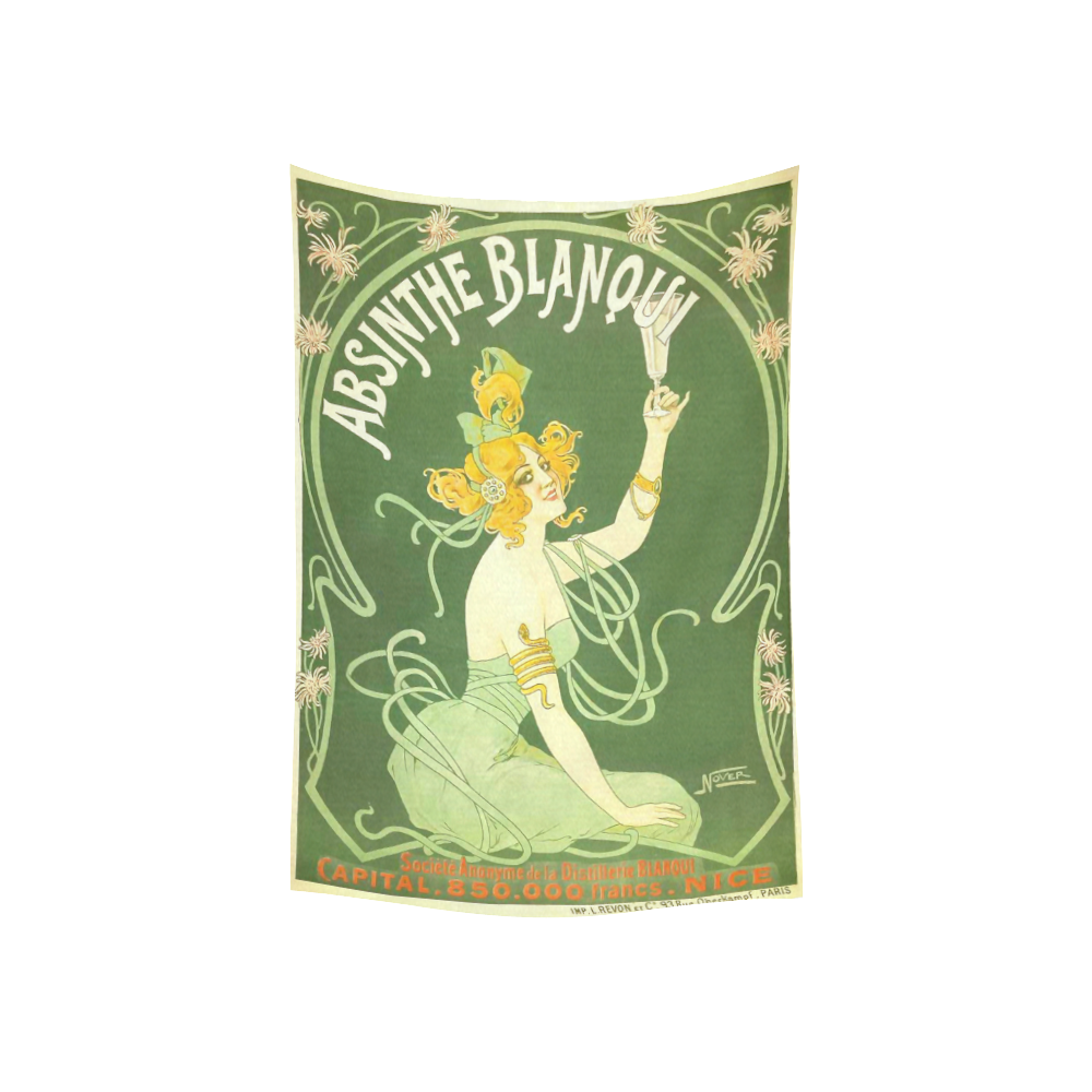 Absinthe Blanqui Beautiful Green Fairy Cotton Linen Wall Tapestry 40"x 60"