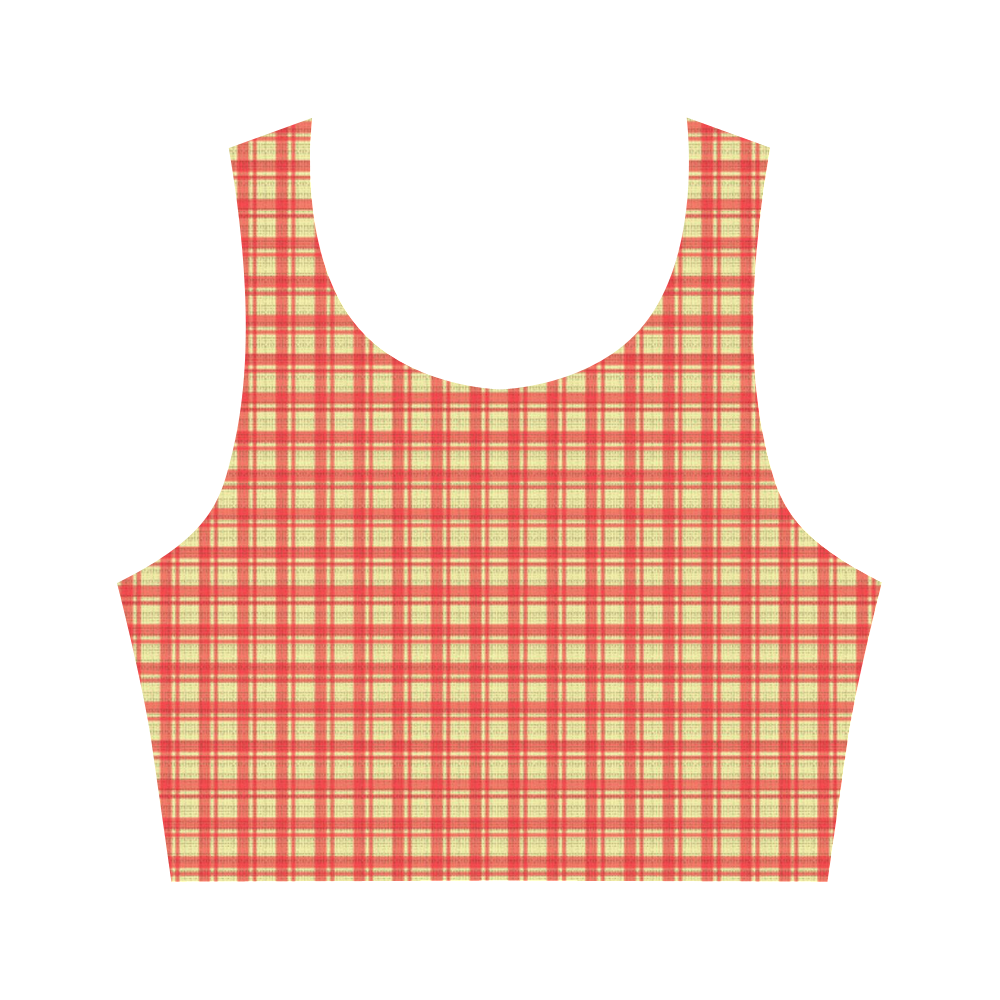 checkered Fabric red by FeelGood Women's Crop Top (Model T42)