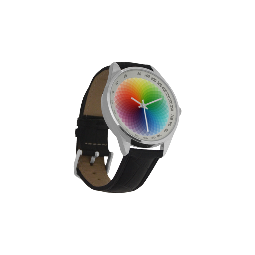 color wheel for artists , art teacher Men's Leather Strap Analog Watch(Model 209)