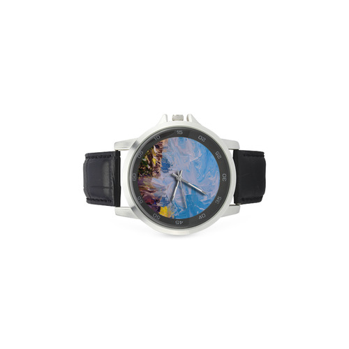 SPLASH 4 Unisex Stainless Steel Leather Strap Watch(Model 202)