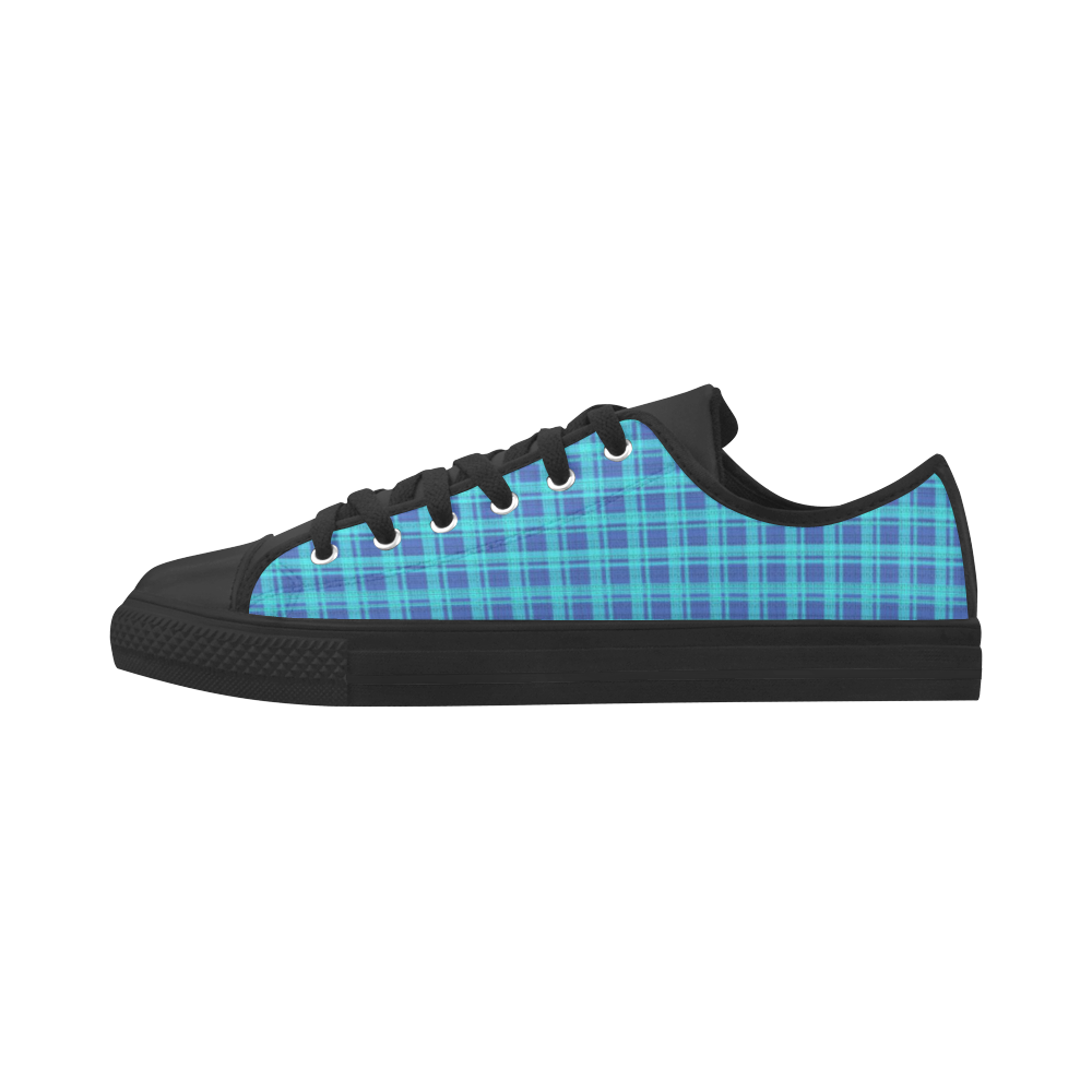 checkered Fabric blue by FeelGood Aquila Microfiber Leather Women's Shoes (Model 031)