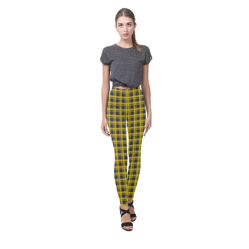 checkered Fabric yellow  black by FeelGood Cassandra Women's Leggings (Model L01)