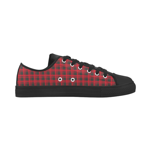 checkered Fabric red black by FeelGood Microfiber Leather Men's Shoes/Large Size (Model 031)