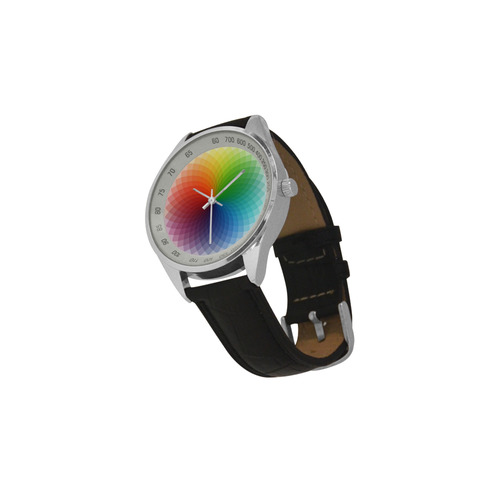 color wheel for artists , art teacher Men's Leather Strap Analog Watch(Model 209)
