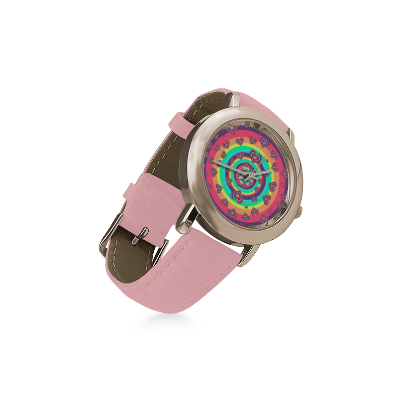 Loving the Rainbow Women's Rose Gold Leather Strap Watch(Model 201)