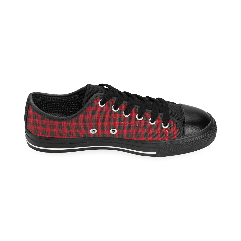 checkered Fabric red black by FeelGood Canvas Women's Shoes/Large Size (Model 018)