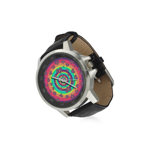Loving the Rainbow Unisex Stainless Steel Leather Strap Watch(Model 202)