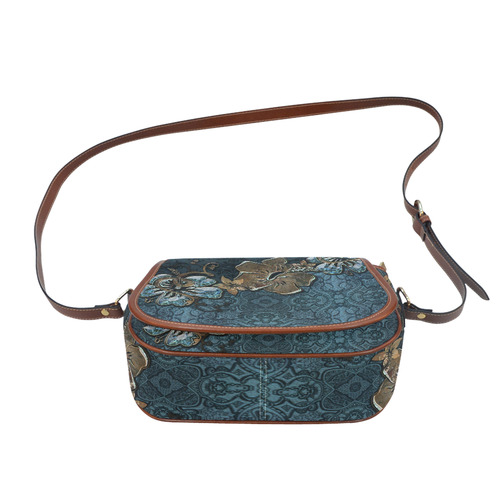 Beautidul vintage design in blue colors Saddle Bag/Small (Model 1649) Full Customization