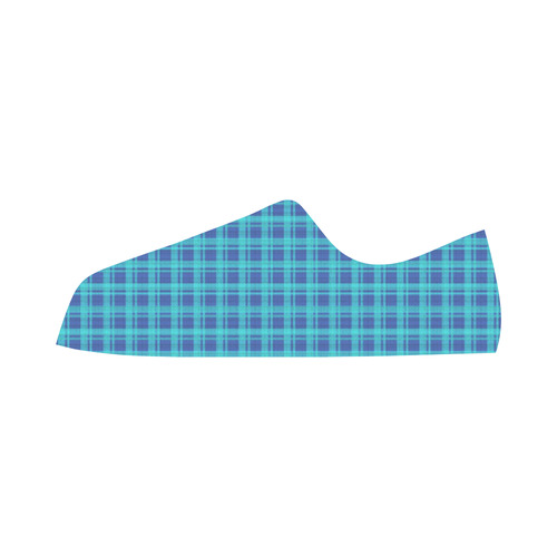 checkered Fabric blue by FeelGood Microfiber Leather Men's Shoes/Large Size (Model 031)