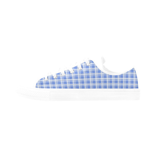 checkered Fabric blue white by FeelGood Aquila Microfiber Leather Women's Shoes/Large Size (Model 031)