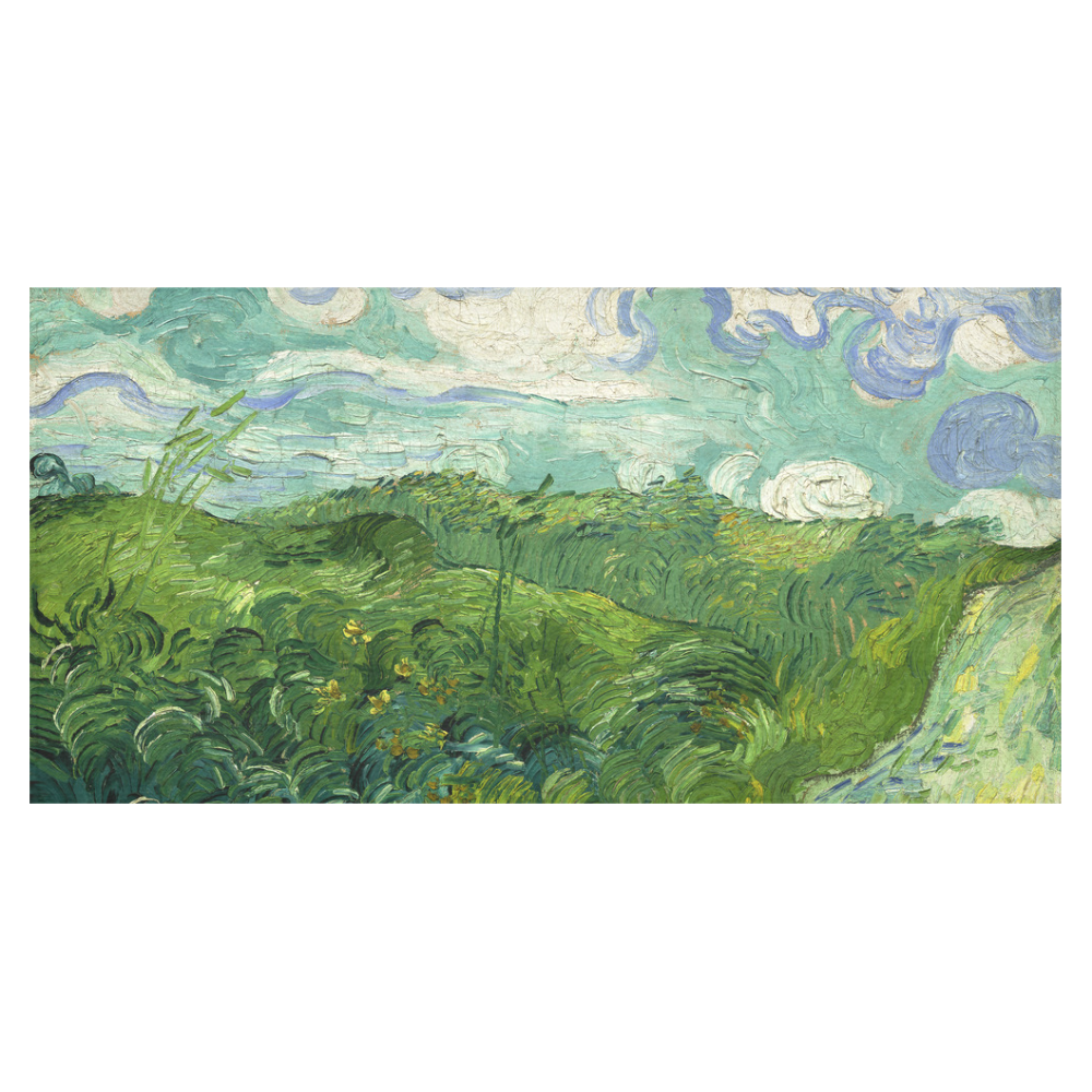 Van Gogh Green Wheat Fields Cotton Linen Tablecloth 60"x120"