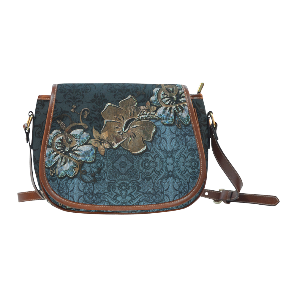 Beautidul vintage design in blue colors Saddle Bag/Small (Model 1649) Full Customization