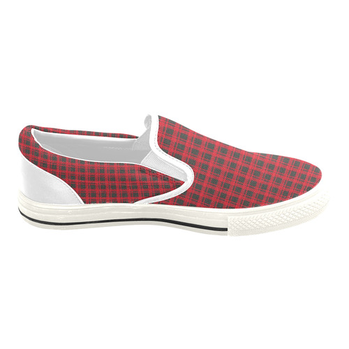 checkered Fabric red black by FeelGood Slip-on Canvas Shoes for Kid (Model 019)