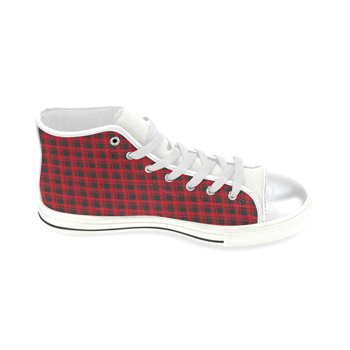 checkered Fabric red black by FeelGood High Top Canvas Shoes for Kid (Model 017)