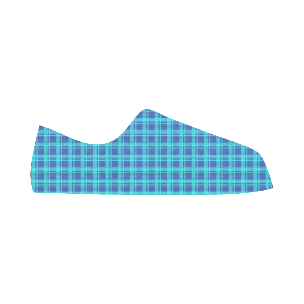 checkered Fabric blue by FeelGood Aquila Microfiber Leather Women's Shoes/Large Size (Model 031)