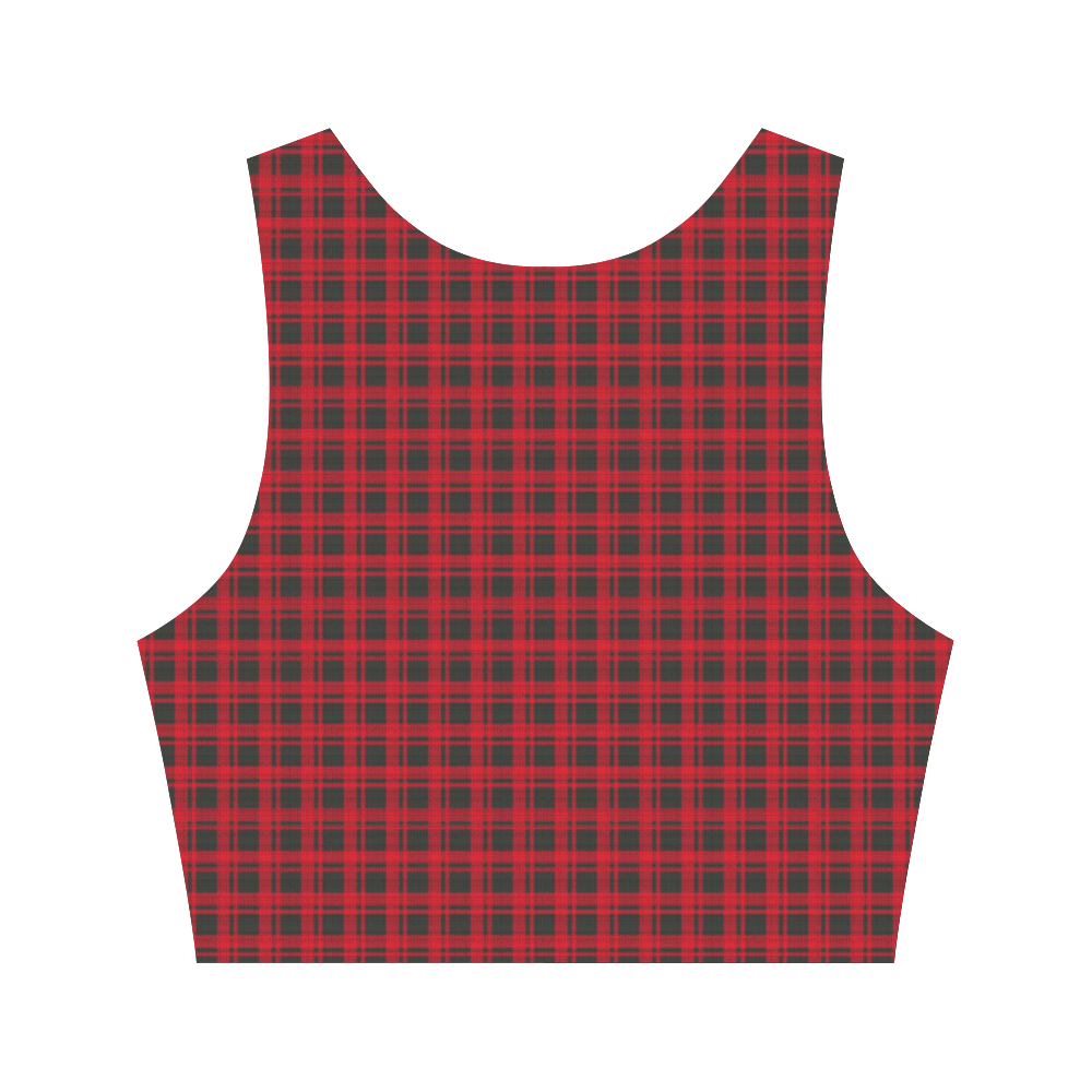 checkered Fabric red black by FeelGood Women's Crop Top (Model T42)