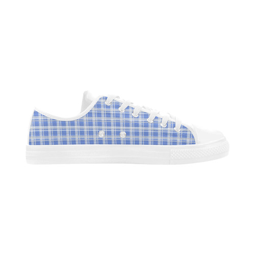 checkered Fabric blue white by FeelGood Aquila Microfiber Leather Women's Shoes (Model 031)
