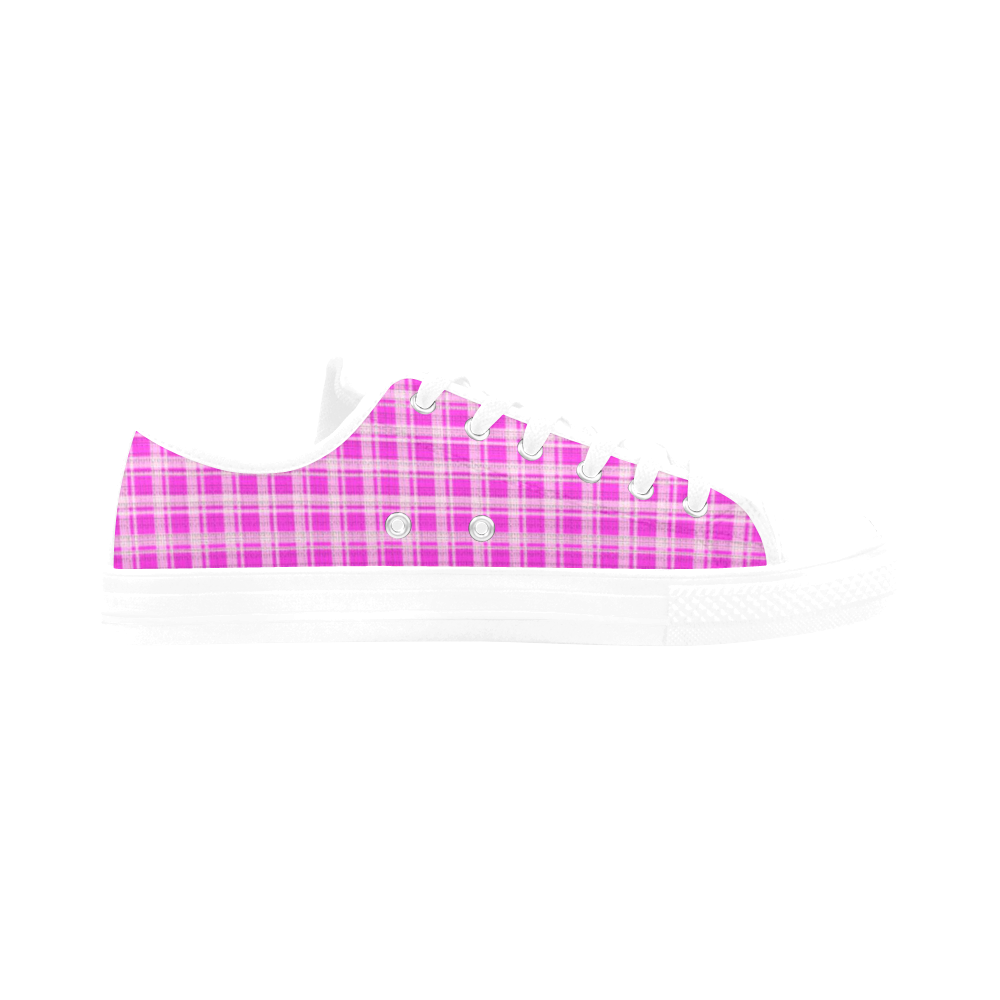 checkered Fabric pink by FeelGood Aquila Microfiber Leather Women's Shoes/Large Size (Model 031)