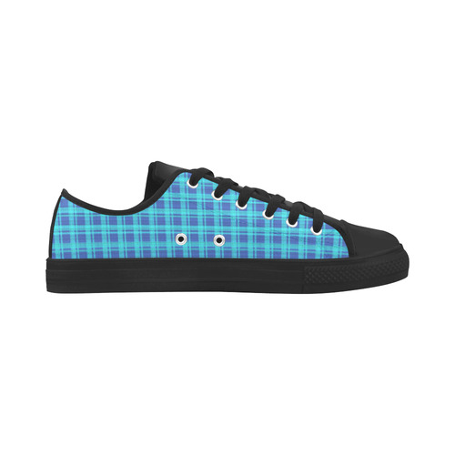 checkered Fabric blue by FeelGood Aquila Microfiber Leather Women's Shoes/Large Size (Model 031)