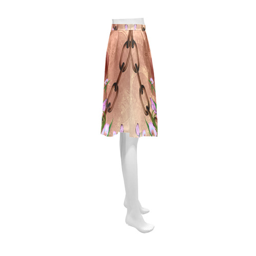 Awesome skulls with flowres Athena Women's Short Skirt (Model D15)