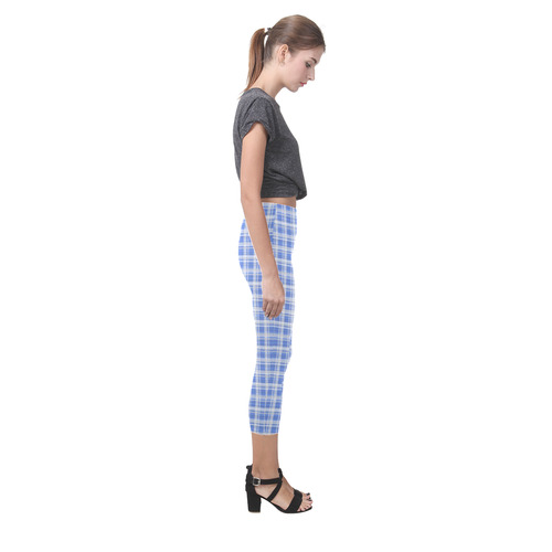 checkered Fabric blue white by FeelGood Capri Legging (Model L02)