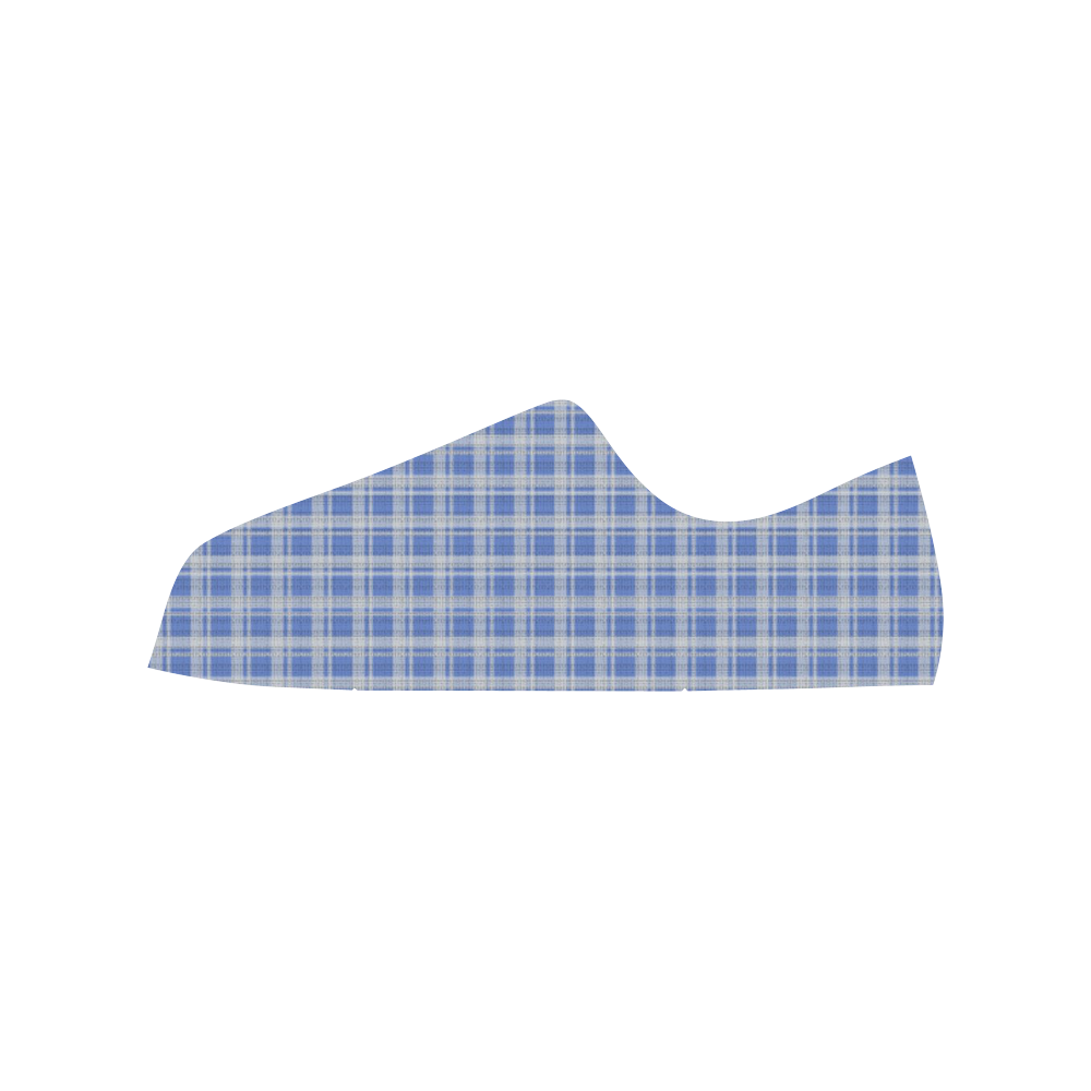 checkered Fabric blue white by FeelGood Low Top Canvas Shoes for Kid (Model 018)