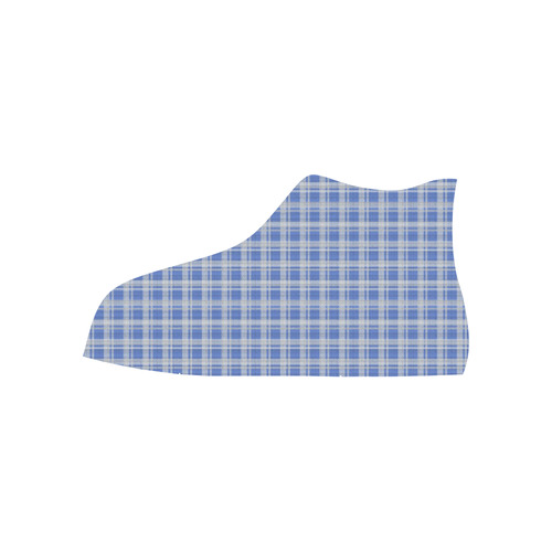 checkered Fabric blue white by FeelGood High Top Canvas Shoes for Kid (Model 017)