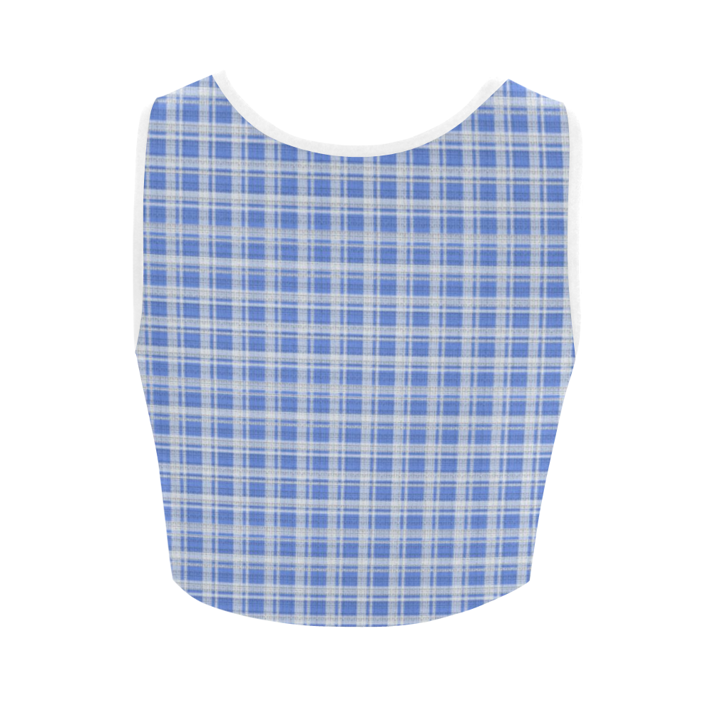 checkered Fabric blue white by FeelGood Women's Crop Top (Model T42)