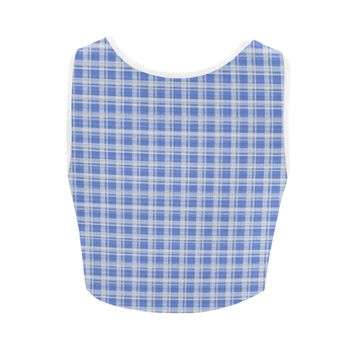 checkered Fabric blue white by FeelGood Women's Crop Top (Model T42)