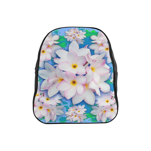 Plumeria Bouquet Exotic Summer Pattern School Backpack (Model 1601)(Small)