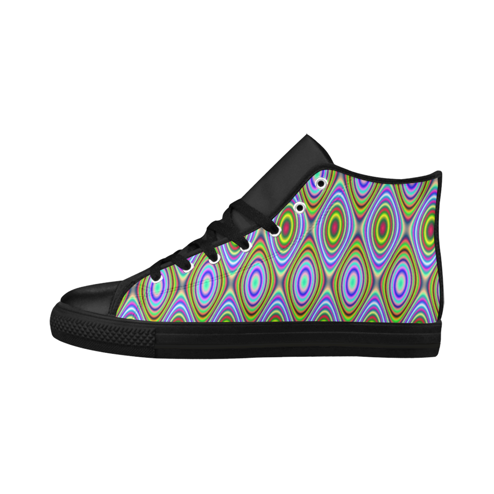Psychedelic Peacook Eyes Aquila High Top Microfiber Leather Men's Shoes (Model 032)