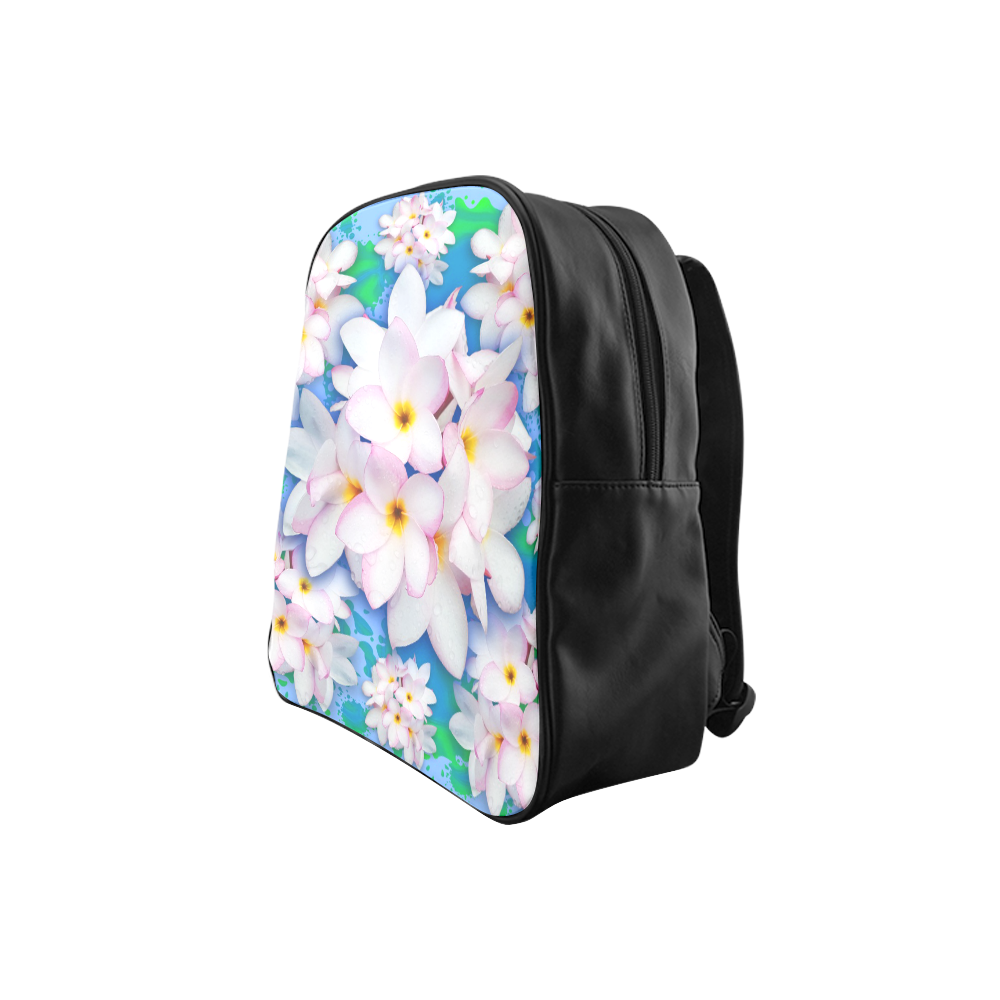 Plumeria Bouquet Exotic Summer Pattern School Backpack (Model 1601)(Small)