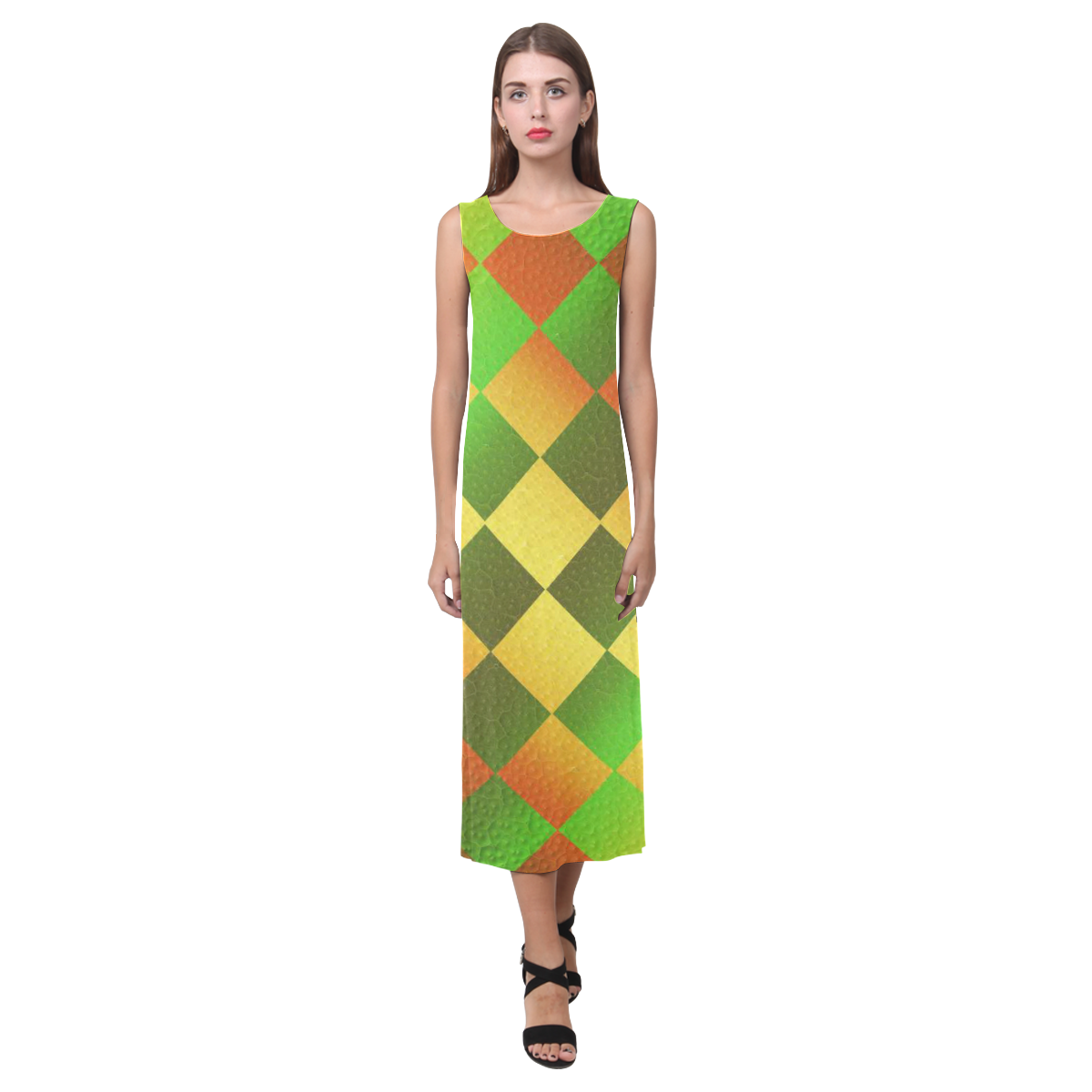 Easter Square Phaedra Sleeveless Open Fork Long Dress (Model D08)