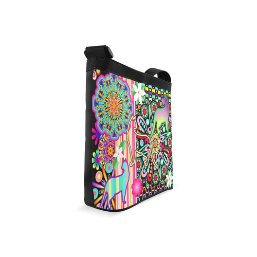 Mandalas, Cats & Flowers Fantasy Pattern Crossbody Bags (Model 1613)