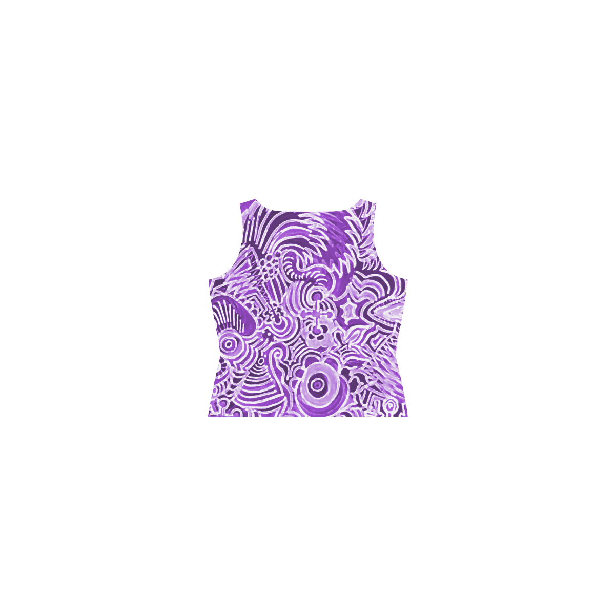 Purple Batik Sleeveless Splicing Shift Dress(Model D17)