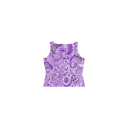 Purple Batik Sleeveless Splicing Shift Dress(Model D17)