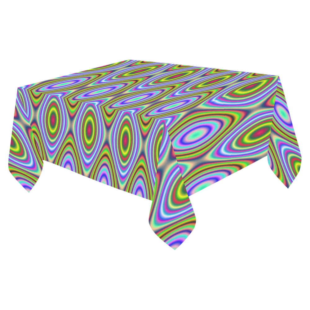 Psychedelic Peacook Eyes Cotton Linen Tablecloth 52"x 70"