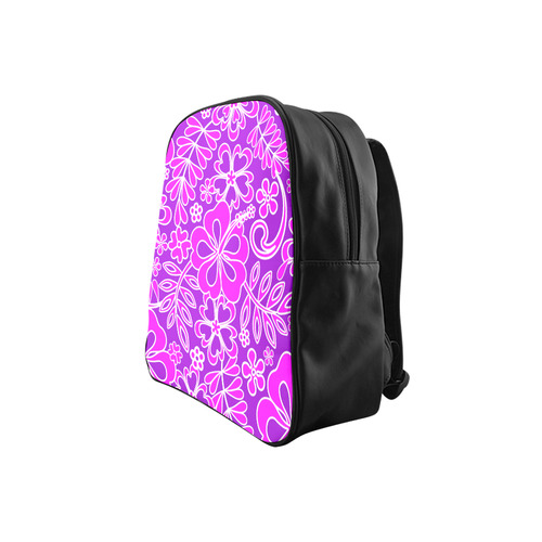 Hibiscus Pink and Purple Pattern School Backpack (Model 1601)(Small)