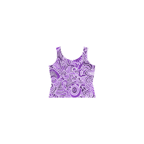 Purple Batik Sleeveless Splicing Shift Dress(Model D17)