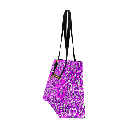 Hibiscus Pink and Purple Pattern Euramerican Tote Bag/Large (Model 1656)