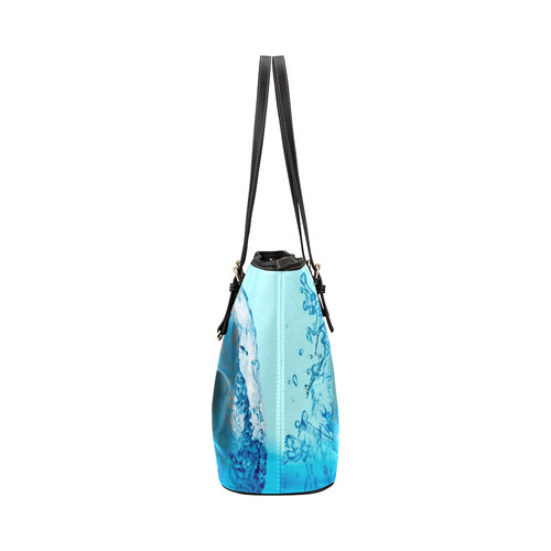 Skull in Water Leather Tote Bag/Large (Model 1651)