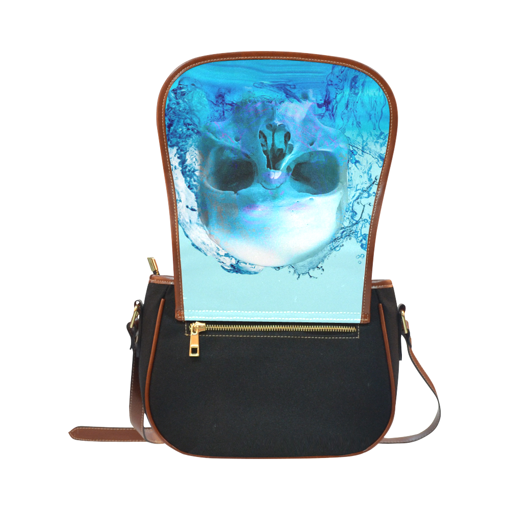 Skull in Water Saddle Bag/Small (Model 1649)(Flap Customization)