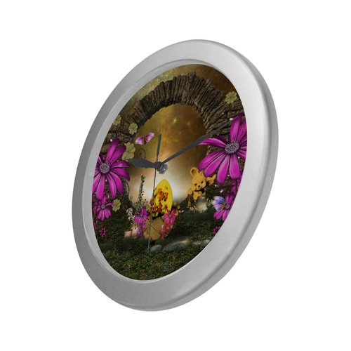 Easter time, easter egg Silver Color Wall Clock