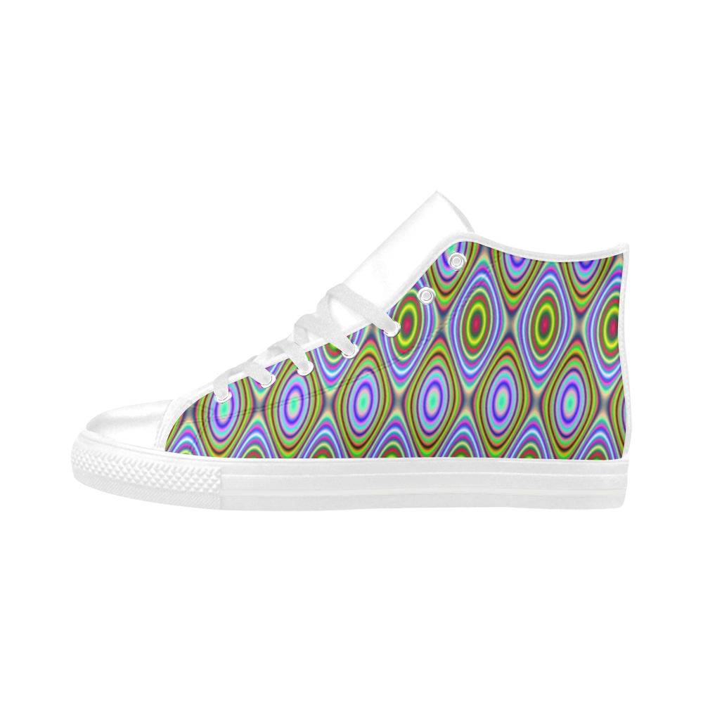 Psychedelic Peacook Eyes Aquila High Top Microfiber Leather Women's Shoes (Model 032)