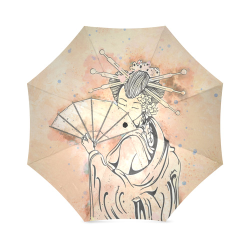 Vintage japanese beautiful geisha girl Foldable Umbrella (Model U01)